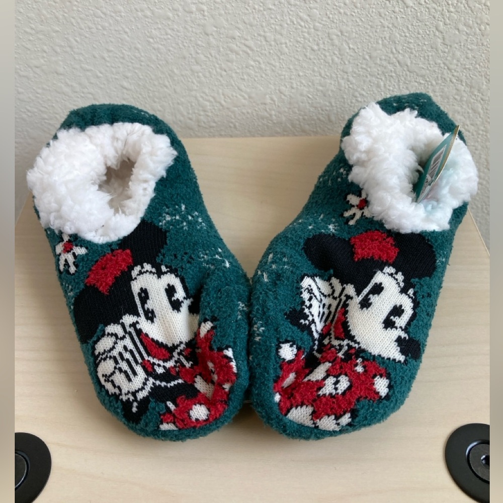Disney Green and Red Minnie Mouse Women’s Slipper Socks